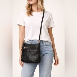 Fossil Fiona Black Leather Crossbody Bag